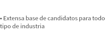  • Extensa base de candidatos para todo tipo de industria